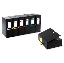 Scatola archivio big next - dorso 20 cm - 25x35 cm - nero/bianco - sei rota