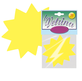 Segnaprezzi stella - 8x8,5 cm - giallo - cwr - conf. 36 pezzi