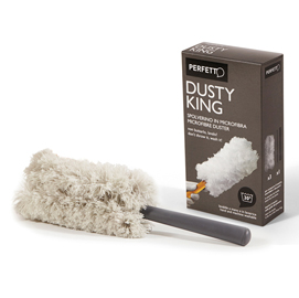 Spolverino dusty king - microfibra - 3 ricambi inclusi - bianco/nero - perfetto