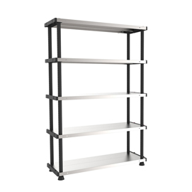 Scaffale mpshelf - ppl/metallo - 5 ripiani - 100x45 cm - grigio/nero - terry