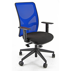 Sedia operativa pna - con ruote e braccioli - schienale in rete blu/seduta nero - unisit
