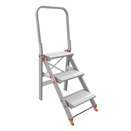 Scala sgabello class più con parapetto - 3 gradini - alluminio - marchetti