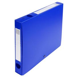 Scatola per archivio box - con bottone - 25x33 cm - dorso 4 cm - blu - exacompta