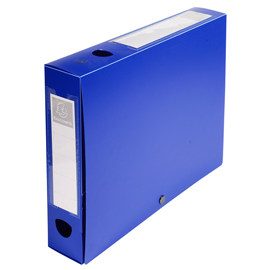Scatola per archivio box - con bottone - 25x33 cm - dorso 6 cm - blu - exacompta