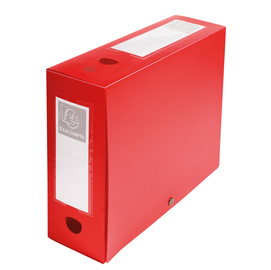 Scatola per archivio box - con bottone - 25x33 cm - dorso 10 cm - rosso - exacompta