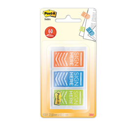 Segnapagina post it® index medium sign here - 23,8x43,2 mm - post it® - conf. 60 pezzi