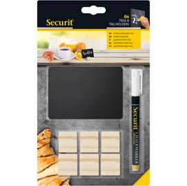 Supporti wood per targhette - 6 targhette incluse - securit - set 12 pezzi