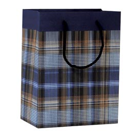 Shopper regalo scozzese blu - 23 x 30 x 10cm - kartos