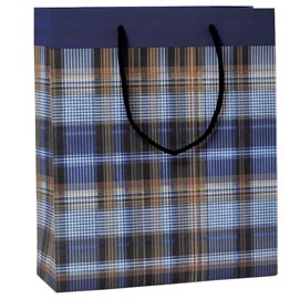 Shopper regalo scozzese blu - 30 x 36 x 12cm - kartos