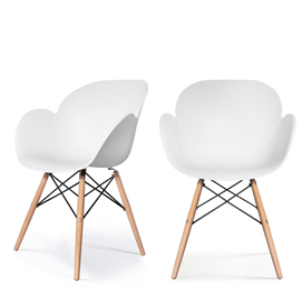 Sedia kiwood - 58x59x85 cm - ppl/legno - bianco - paperflow