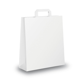 Shopper - maniglia piattina - 26 x 11 x 34,5 cm - carta kraft - bianco - mainetti bags - conf. 300 pezzi