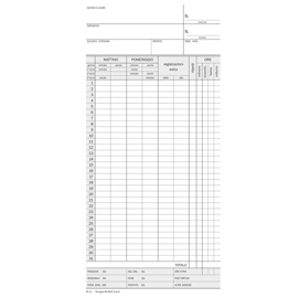 Scheda orologio presenze (controllo mensile) - cartoncino da 275gr - 22,5x10,4 cm - du158000000 - data ufficio