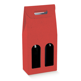 Scatola 2 bottiglie c/maniglia 180x90x385mm lino rosso 38028 scotton