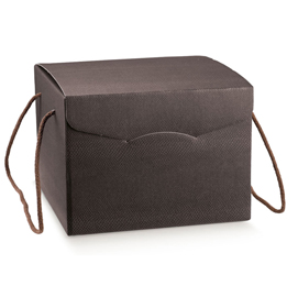 Scatola segreto con cordoni - 290x355x195 mm - skin coffee - scotton