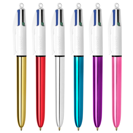 Scatola penna sfera scatto multifunzione 4 colours shine - punta 1,0mm - 4 colori  - bic - conf. 12 pezzi