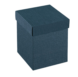 Scatola con coperchio - 30x30x24 cm - tipo juta blu - scotton