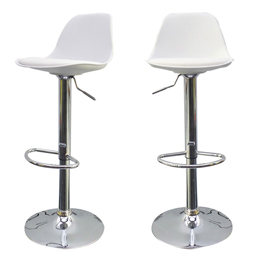 Sgabello bobba - pplacciaio cromato - 39x42x83/104cm - bianco - paperflow