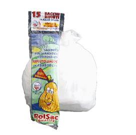Sacchi bio - 42x52 cm - 10 l - 17 micron - rolsac - conf. 15 pezzi