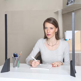 Schermo protettivo - da scrivania - acrilico nero - 56x66 cm - metalplus