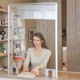 Schermo protettivo con feritoia - da banco - acrilico grigio alluminio - 76x66 cm - metalplus