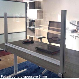 Schermo protettivo da scrivania - con morsetto in alluminio - 60x82 cm -  studio t