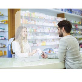 Schermo protettivo con feritoia - da banco - in pet - 95x68 cm - lebez