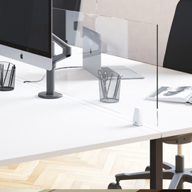 Schermo protettivo da scrivania timy - 61x80 cm - con ganci per fissaggio - alba