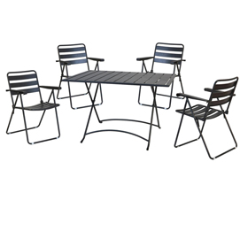 Set pranzo pieghevole mery - antracite - garden friend - set 5 elementi