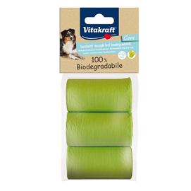Sacchetti raccoglifeci 100% biodegradabili - vitakraft - conf. 3 rotoli da 20 sacchetti