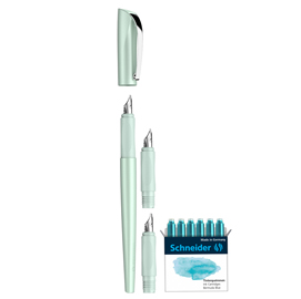 Set penna stilografica callissima - 3 punte intercambiabili incluse - fusto verde menta - schneider
