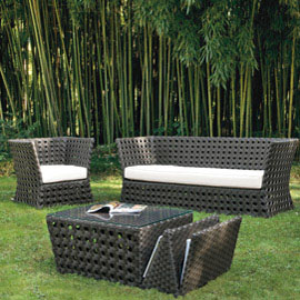 Salotto paros con cuscini bianchi - set 4 elementi