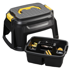 Sgabello 2 in 1 - con cassetta per attrezzi - 60 x 50 x 33 cm - plastica riciclata - cep