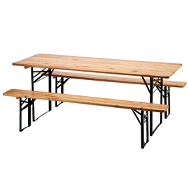 Set birra rettangolare pieghevole - 3 elementi - ferro/legno - garden friend