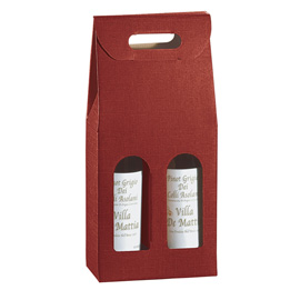 Scatola - 2 bottiglie - 18 x 9 x 38,5 cm - cartone seta - bordeaux - scotton