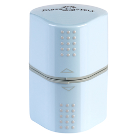 Temperamatite grip 2001 con contenitore - 3 fori - sky blue - con doppio serbatoio - faber castell