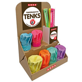 Temperamatitetenks glitter e righe 16cm  - colori assortiti - arda - display voila' 48 pezzi totali