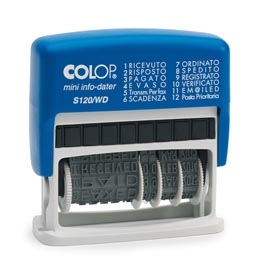 Timbro mini info dater s120/wd datario + polinomio - 12 diciture 4 mm - autoinchiostrante - colop®