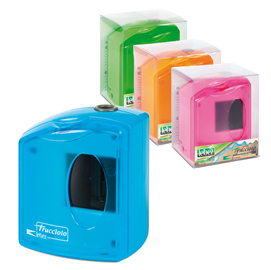 Temperamatite elettrico 4310 con contenitore - 1 foro - colori assortiti - lebez