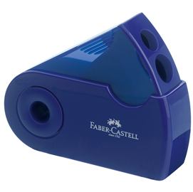 Temperamatite sleeve con contenitore - 2 fori - con serbatoio - 70x34x20mm - rosso e blu assortiti - faber castell