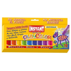 Tempera solida in stick playcolor - 10gr - colori assortiti - instant - astuccio 12 stick