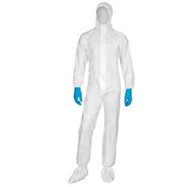 Tuta di protezione da rischio chimico dt115 - monouso - taglia l - bianco - deltaplus