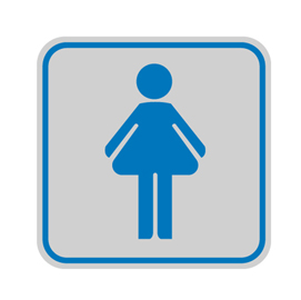 Targhetta adesiva - pittogramma toilette donna - 82x82 mm - cartelli segnalatori