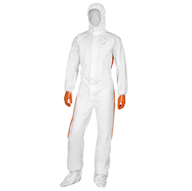 Tuta protez.da rischio chimico dt125 tg. 3xl bianco-arancio monouso