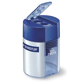 Temperamatite 2 fori con contenitore - blu - staedtler