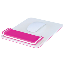 Tappetino mouse ergo wow con poggiapolsi - bianco/fucsia - leitz