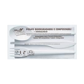 Tris posate in estabio - con tovagliolo 2 veli -  dopla - conf. 100 pezzi