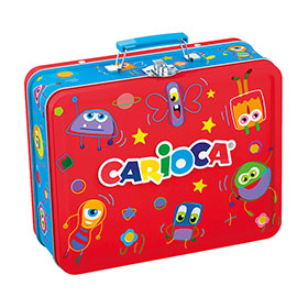 Valigetta in latta color kit - 80 pennarelli e album da colorare - carioca