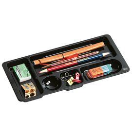 Vaschetta portacancelleria - 26x12,5x2 cm - nero - lebez