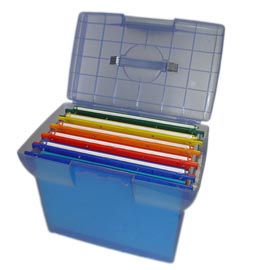 Valigetta arianna - blu traslucido - con 5 cartelle sospese joker interasse 33 cm - 37x25x30 cm - colori assortiti - bertesi