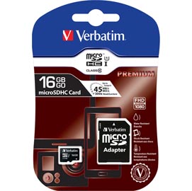 Verbatim - micro sdhc classe 10 fino a 45mb/sec - 44082 - 16gb